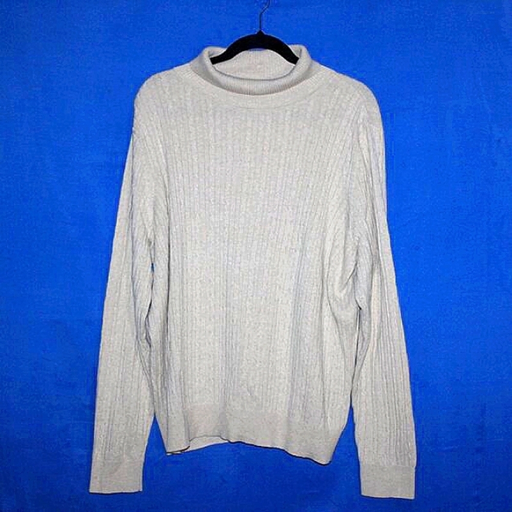 Kim Rogers Mock Neck Rib Knit Sweater Cotton XXL
